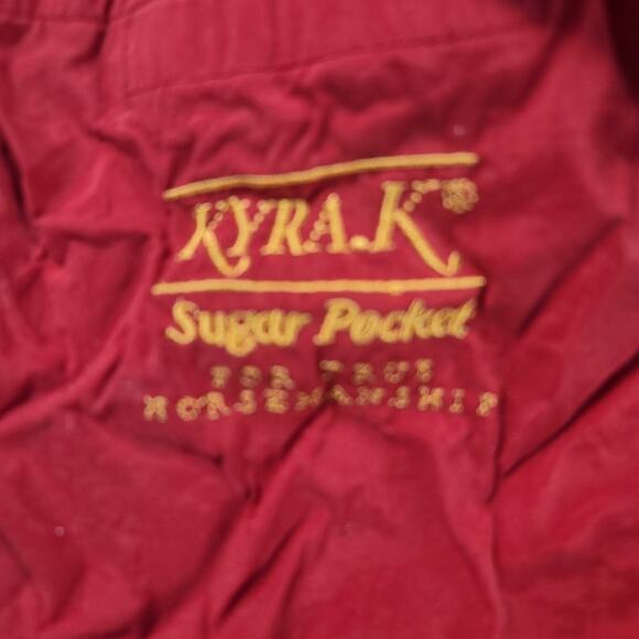 Kyra K Red Yellow Equestrian Horse Sugar Pouch Jacket Coat Windbreaker Vintage S - Picture 9 of 10